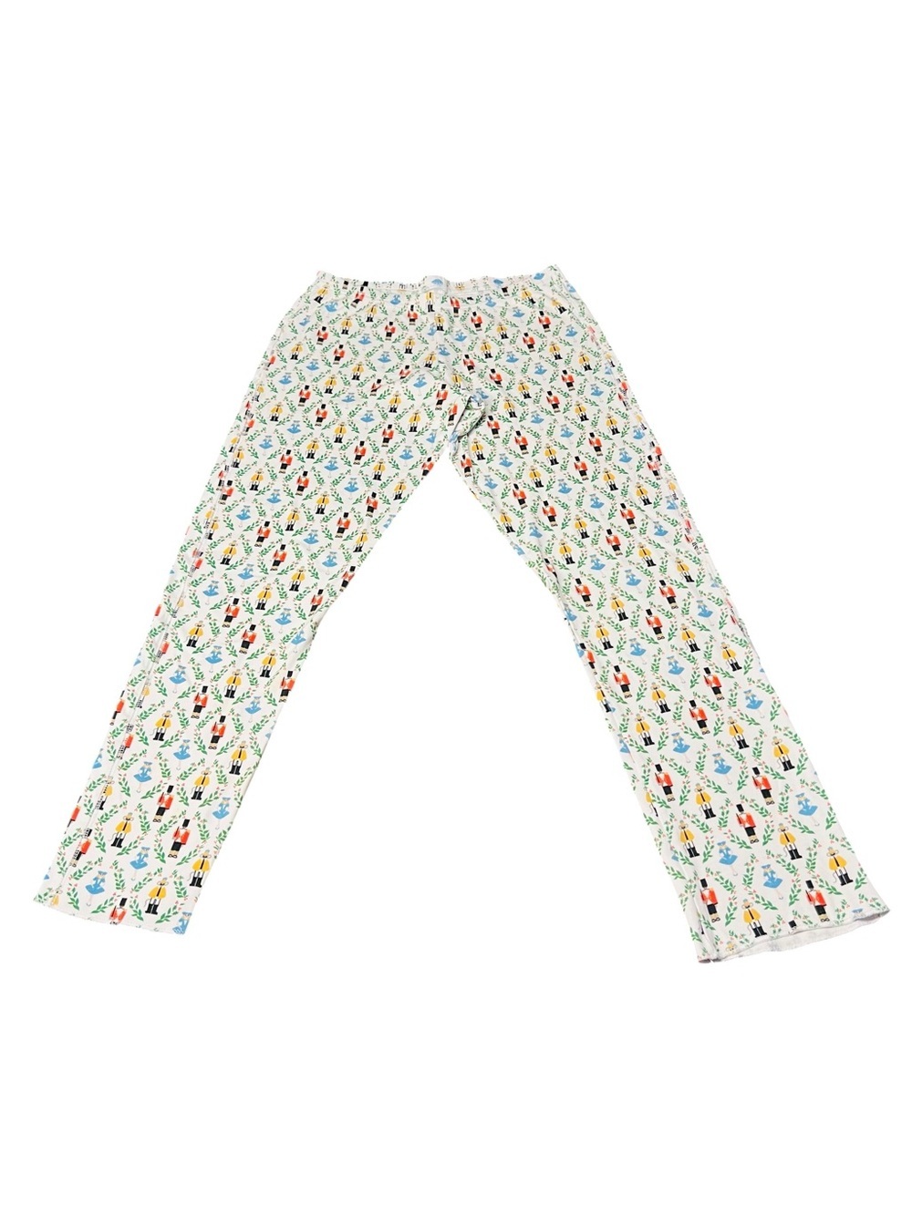 Roller Rabbit White Pajama Pants with Multicolor Nutcracker Print Holiday Motif